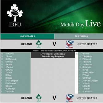 RWC MatchDay Live: Ireland v USA