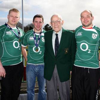 Ulster’s 2009 Grand Slam Champions Meet 1948 Hero Jimmy Nelson, Newforge Country Club, Belfast, Wednesday, March 25, 2009