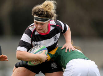 Victoria Dubanvich O'Mahony is tackled by Claire Keohane 13/4/2019