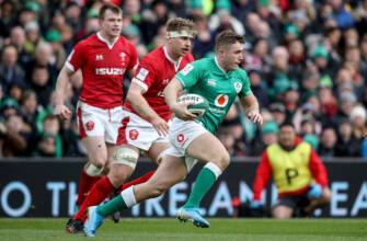 2020 Guinness Six Nations Championship Round 2, Aviva Stadium, Lansdowne Rd, Co. Dublin 8/2/2020 Ireland vs Wales Ireland's Jordan Larmour makes a break Mandatory Credit ©INPHO/Dan Sheridan