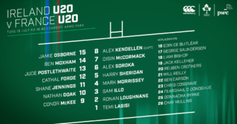 Murphy Names Ireland U20s Team To Face France