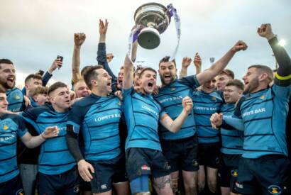 Bryan McLaughlin lifts the trophy 25/1/2020