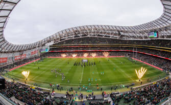 A view of the Ireland team taking to the field 27/2/2022