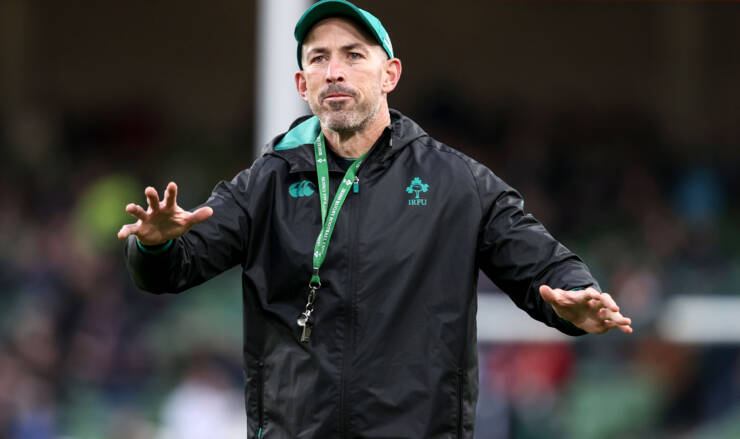 Ireland Backs Coach Andrew Goodman during the warm-up Mandatory Credit ©INPHO/Dan Sheridan