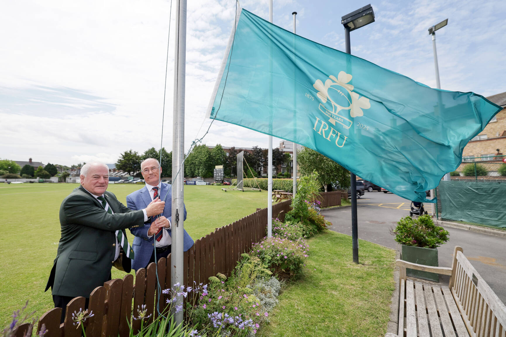 IRFU President Declan Madden and Leinster CC President Declan O'Brien pictured at Leinster CC on Wednesday afternoon