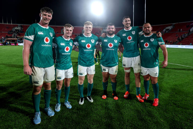 Darragh Murray, Ben Murphy, Tommy O’Brien, Michael Milne, Tom Ahern and Jack Aungier celebrate after the game 5/7/2025