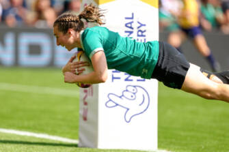 Eve Higgins scores her sides fifth try of the match 24/8/2025