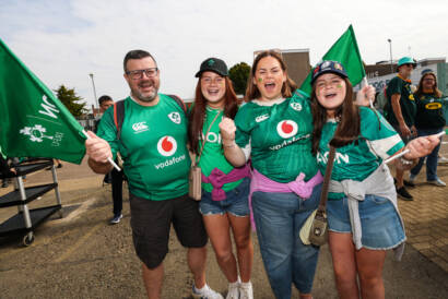 A view of a Ireland fans outside the stadium ahead of the match 24/8/2025