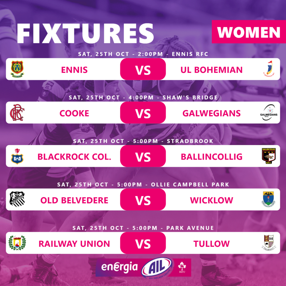 Irish Rugby | Energia All-Ireland League Fixtures This Weekend
