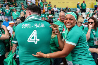 Eimear Corri-Fallon celebrates with her husband Eddie after the game 24/8/2025 Eimear Corri-Fallon celebrates with her husband Eddie after the game 24/8/2025