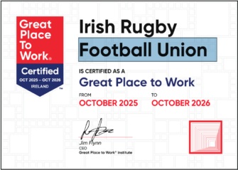 IRFU Certified As ‘Great Place To Work’