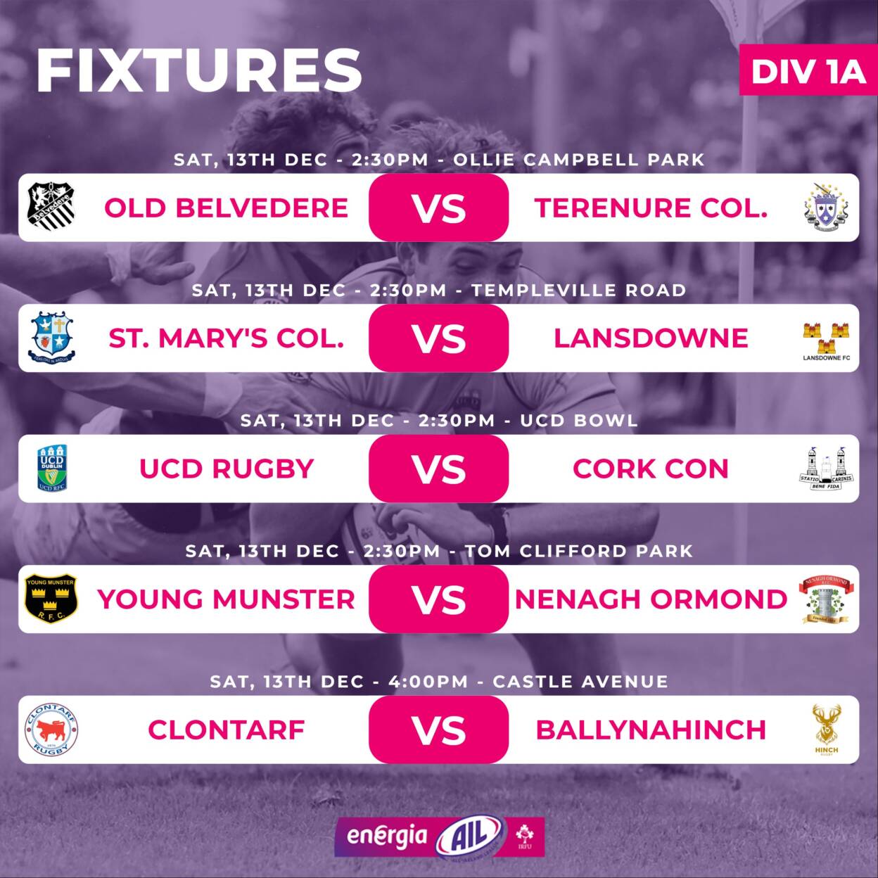 Irish Rugby | #EnergiaAIL Men’s Divisions 1A & 1B: Round 9 Previews