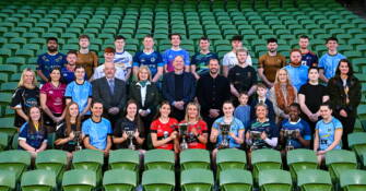 15 January 2026; Attendees, including players, IRFC and Student Sport Ireland representatives, and family members of Brendan Johnston family, during the IRFU/Student Sport Ireland Cup Launch at the Aviva Stadium in Dublin. Photo by Seb Daly/Sportsfile