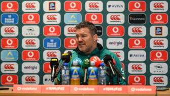 10 February 2026; National scrum coach John Fogarty during an Ireland Rugby media conference at the IRFU High Performance Centre in Dublin. Photo by Brendan Moran/Sportsfile