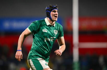 13 February 2026; Donnacha McGuire of Ireland during the U20 Six Nations Rugby Championship match between Ireland and Italy at Virgin Media Park in Cork. Photo by Shauna Clinton/Sportsfile