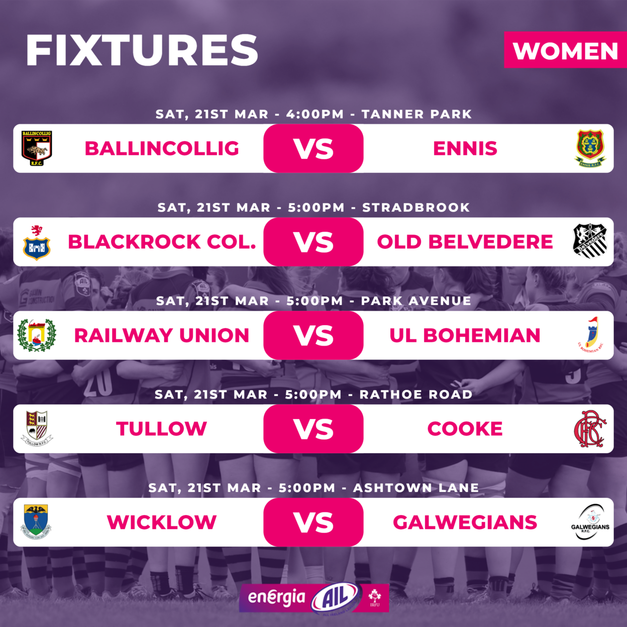 Irish Rugby | Energia All-Ireland League Fixtures This Week