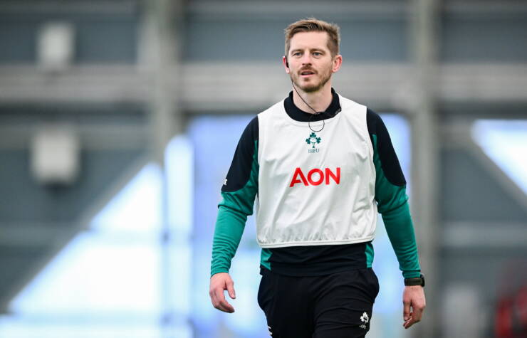 Ireland Women's backs and kicking coach Gareth Steenson at training