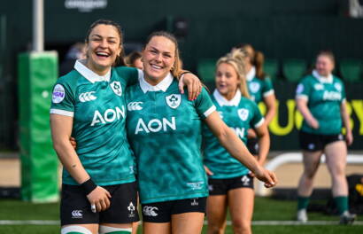 Erin King and Béibhinn Parsons at the Captain's run before the Italy game