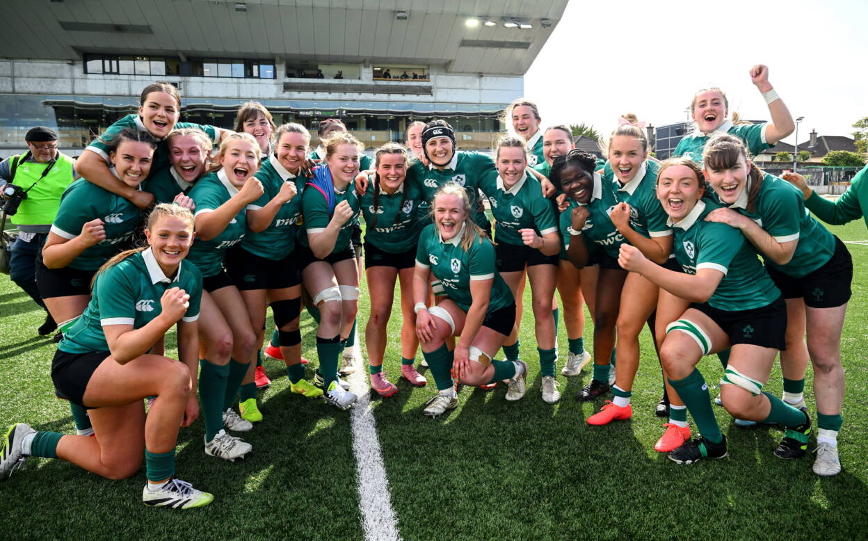 The Ireland U-21 Women celebrate their winning start to their campaign