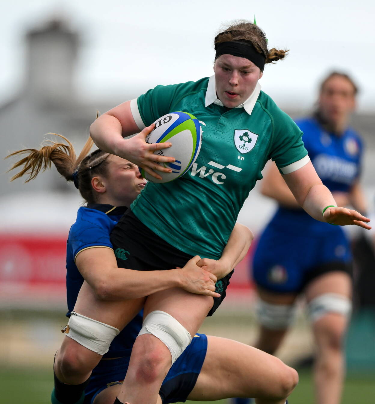 Second row Aoibheann McGrath drives forward for the Ireland U-21s