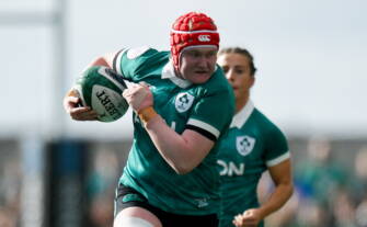Ireland's Aoife Wafer on the attack against Italy