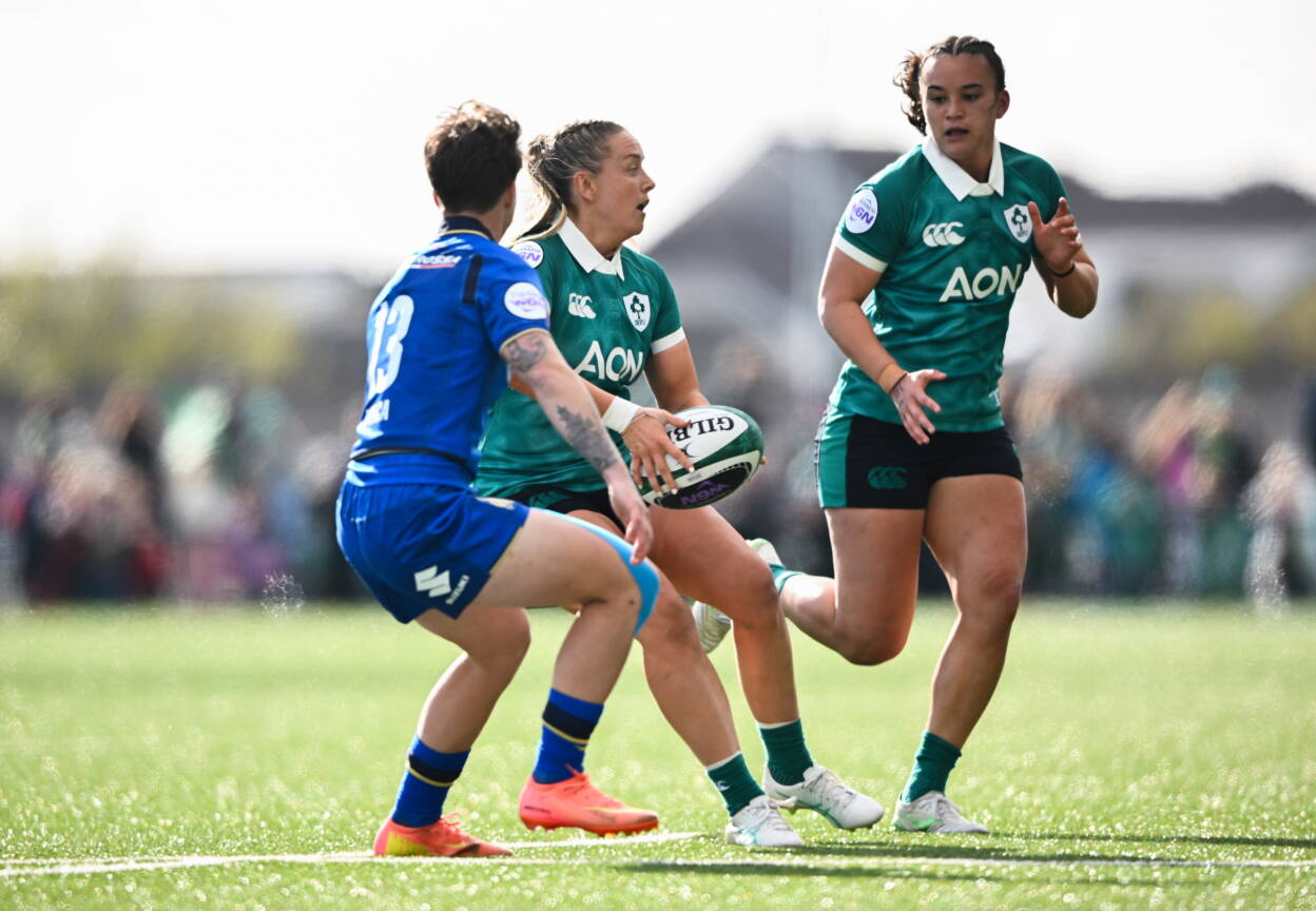 Stacey Flood supported by Nancy McGillivray during the Italy game