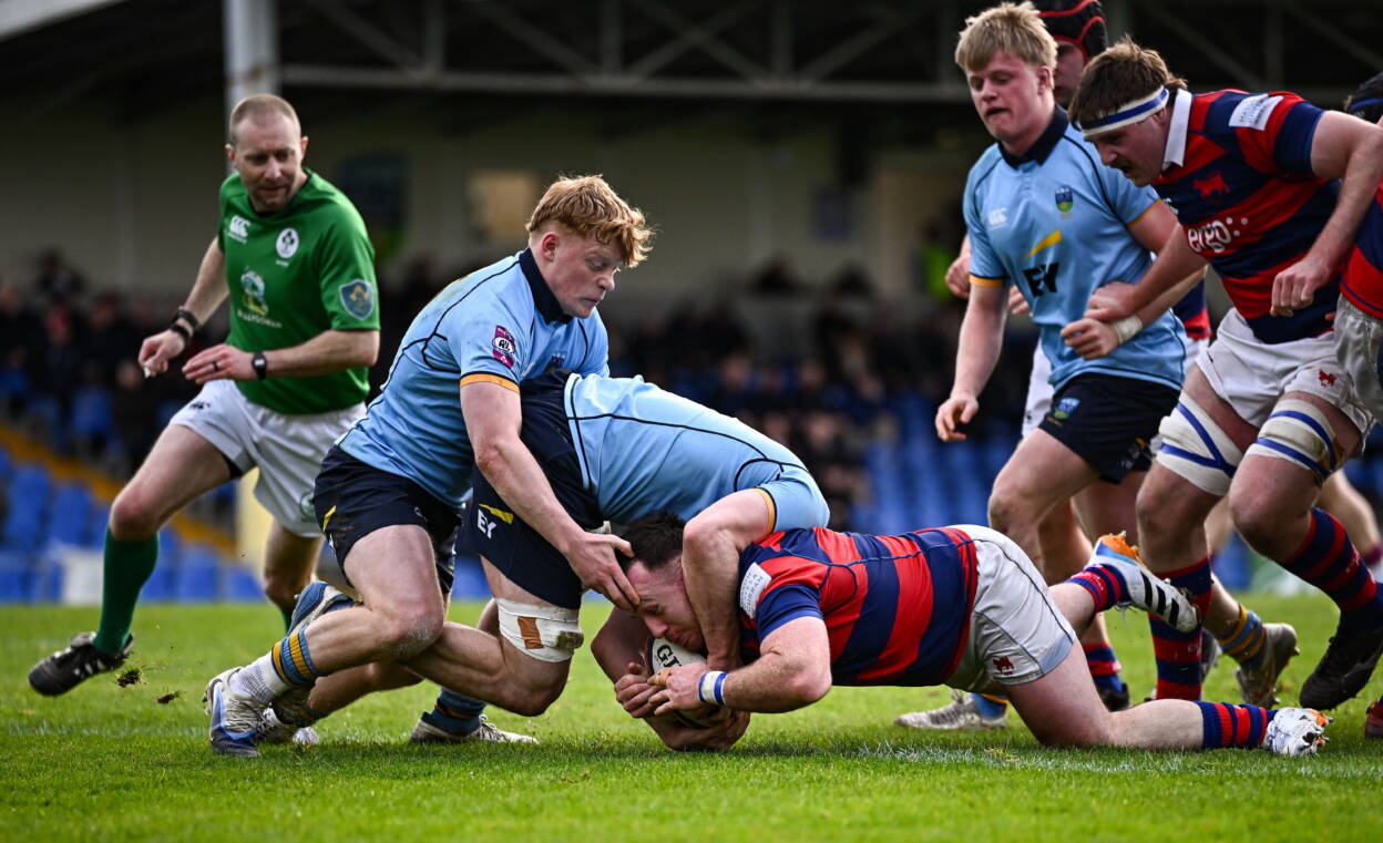 Dylan Donnellan touches down against UCD at the Bowl