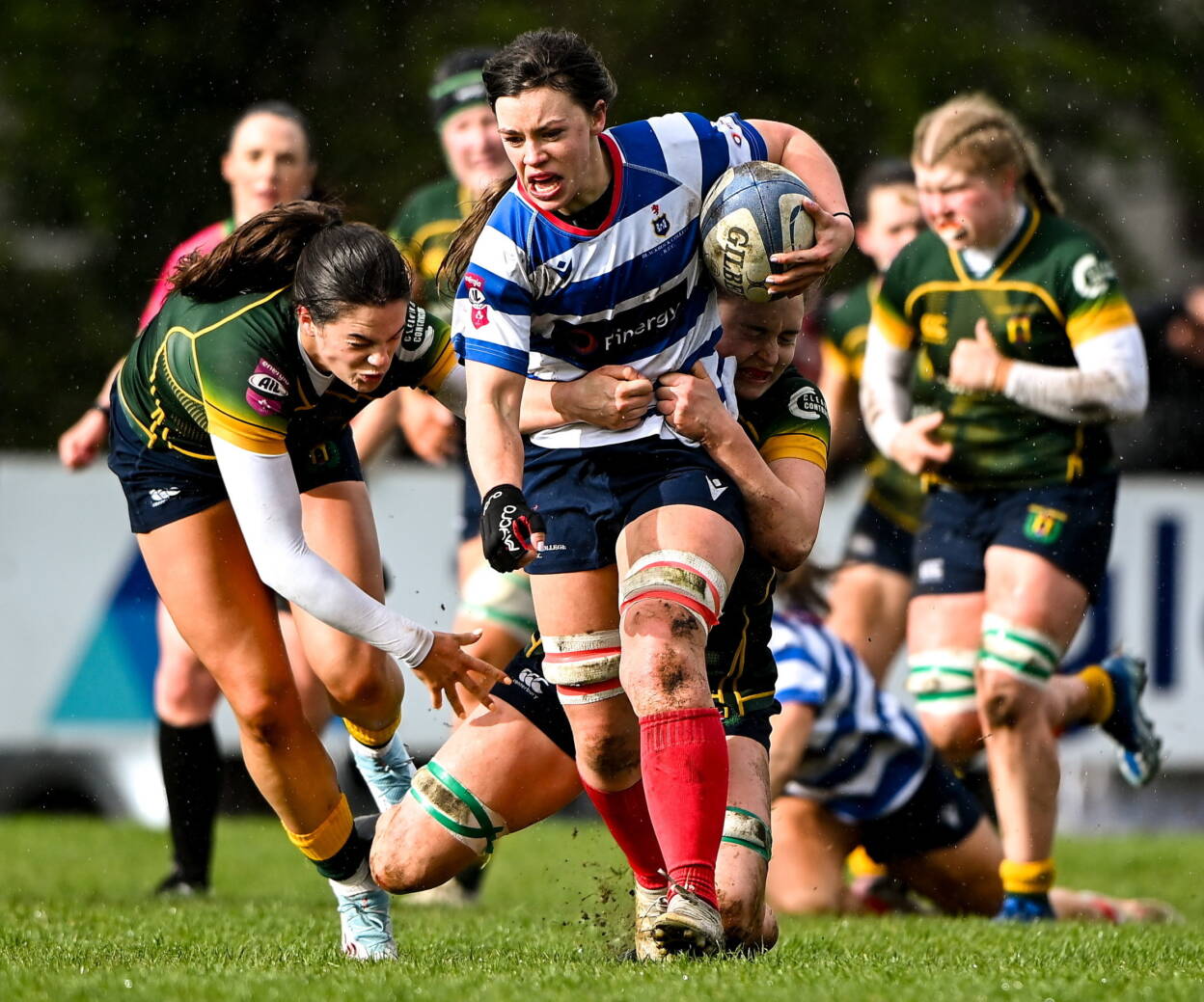 Maeve Óg O'Leary makes the hard yards for Blackrock College