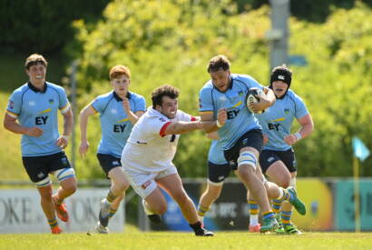 UCD's Paul Gerard tries to break away from Dublin University prop Arthur O'Rahilly