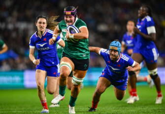 Fiona Tuite makes a break for Ireland against France
