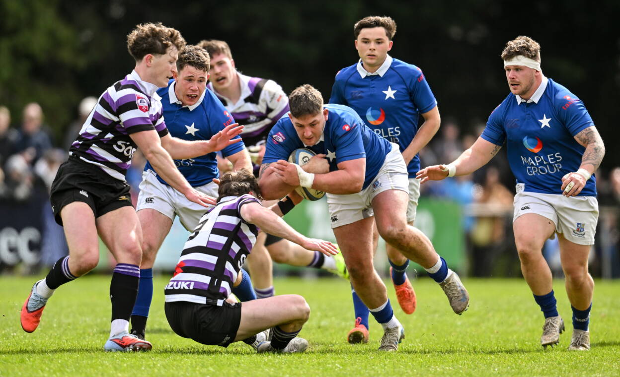 Dan Goggin fends of Griffin Culver during last week's Dublin 6W derby