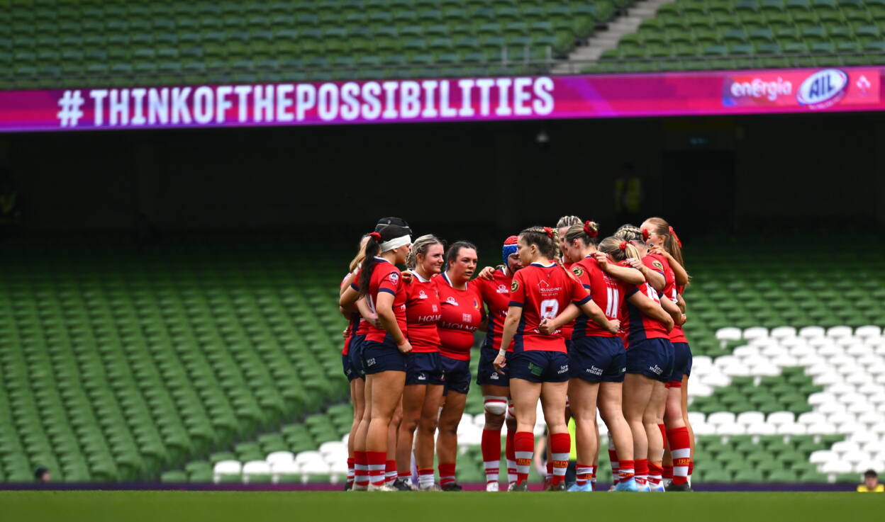 The UL Bohs players huddle together before kick-off