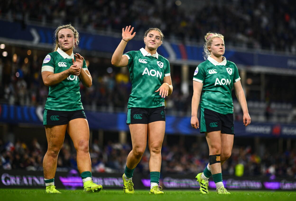 Aoife Dalton, Katie Whelan, and Dannah O'Brien after the match