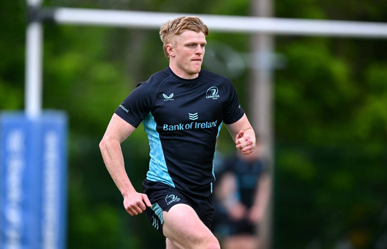 Tommy O'Brien training with the Leinster squad at UCD