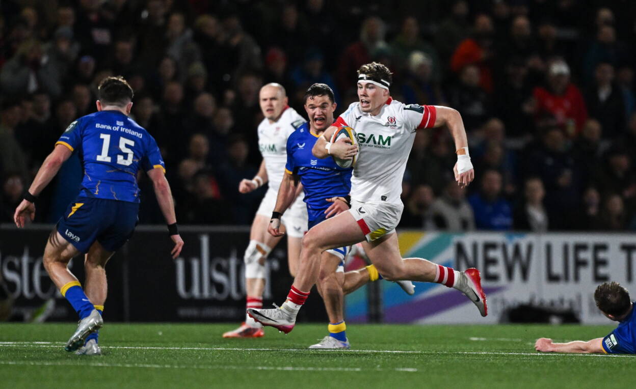 Jude Postlethwaite on the attack for Ulster against Leinster