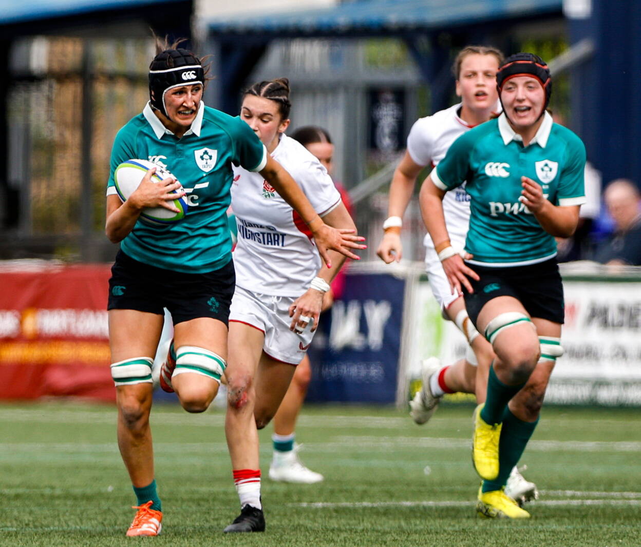 Second row Aoibhe O'Flynn leads an attack for the Ireland U-21s