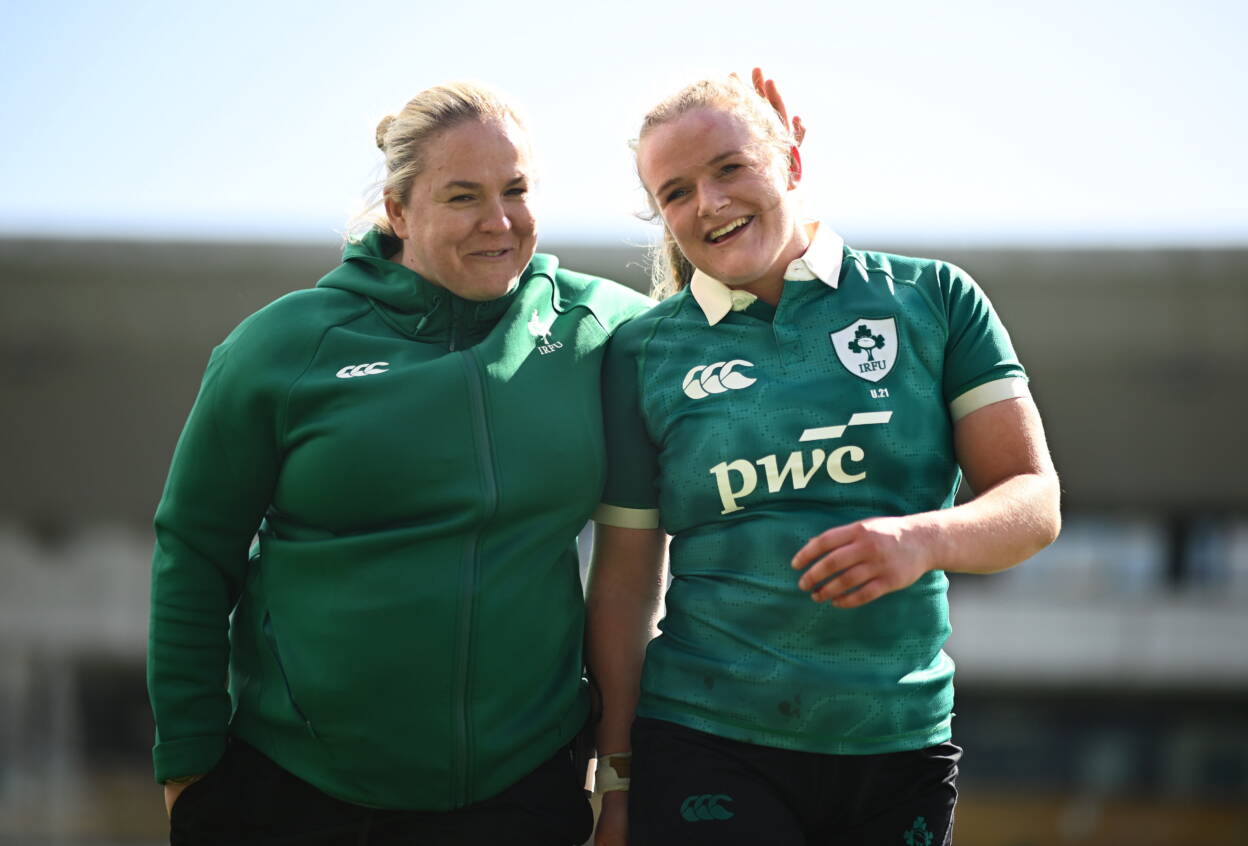 Ireland Under-21 head coach Niamh Briggs and back rower Ailish Quinn