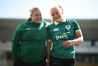 Ireland Under-21 head coach Niamh Briggs and back rower Ailish Quinn