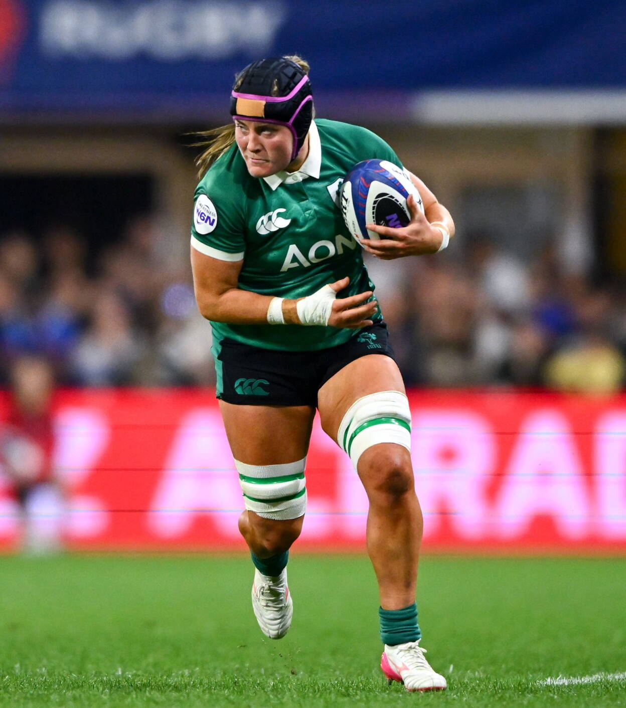 Ireland's Fiona Tuite accelerates into space against France
