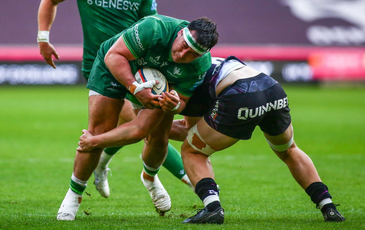 Connacht's Denis Buckley makes a carry against the Ospreys