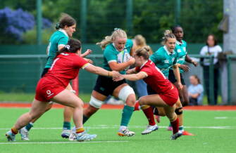 Ireland U-21 flanker Ailish Quinn takes on the Welsh defence