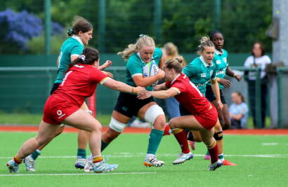 Ireland U-21 flanker Ailish Quinn takes on the Welsh defence