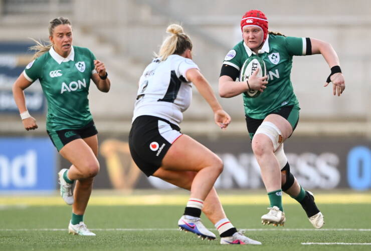 Aoife Wafer on the charge for Ireland against Wales