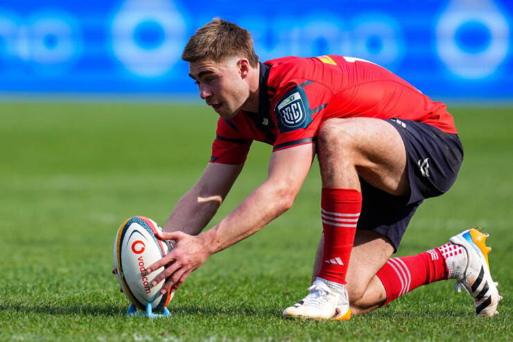 Munster's Jack Crowley lines up a place-kick
