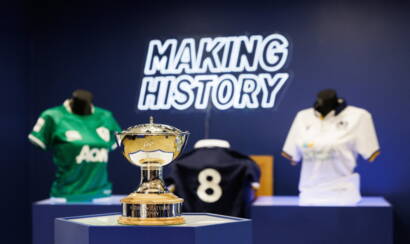 EDINBURGH, SCOTLAND - MAY 14: The new Siobhan Cattigan Trophy is unveiled at Scottish Gas Murrayfield Stadium, on May 14, 2026, in Edinburgh, Scotland. (Photo by Ross Parker / SNS Group)
