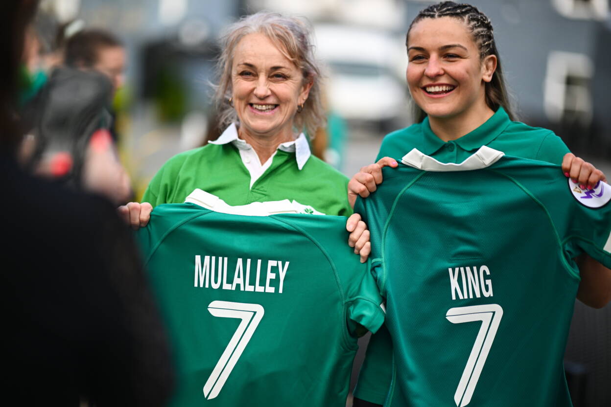 Ireland captain Erin King with Cath Mulalley from the 1993 team