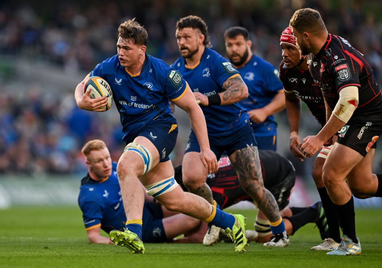 Diarmuid Mangan makes a break during Leinster's recent win over the Lions