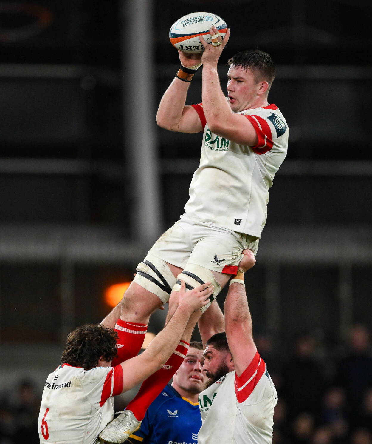 Harry Sheridan secures possession for Ulster against Leinster