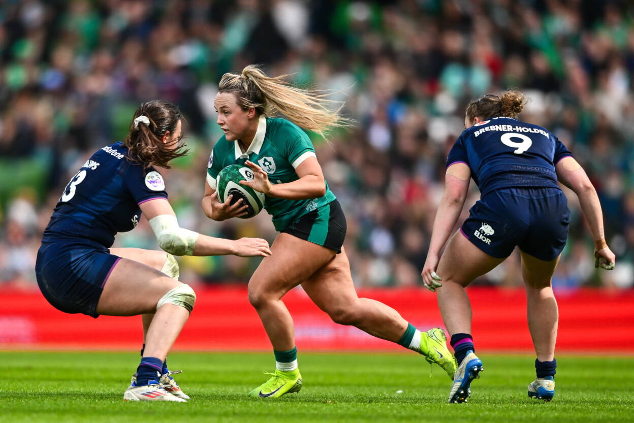 Aoife Dalton in possession for Ireland against Scotland